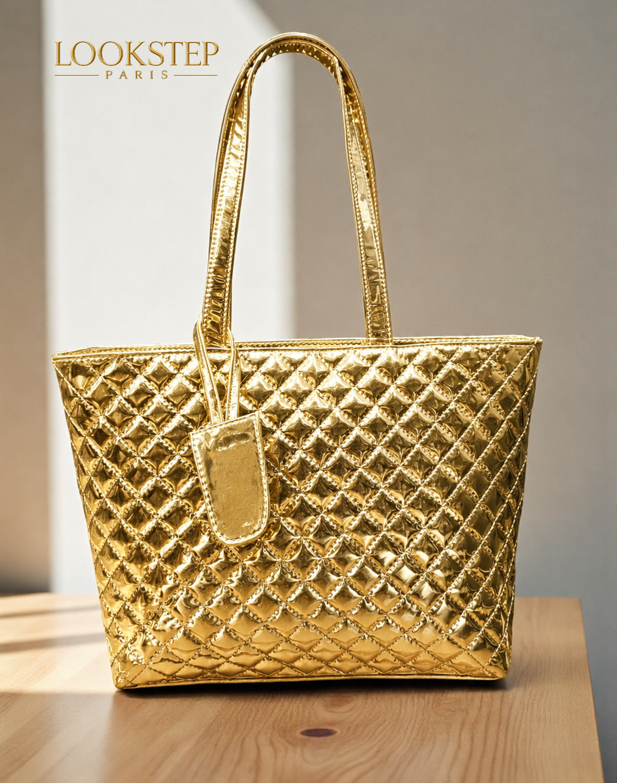 Paris Shine Premium Women's Tote Handbag-Gold