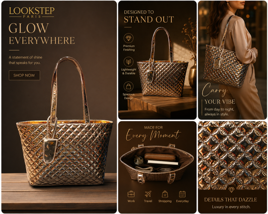 Paris Shine Premium Women's Handbag Rose Gold