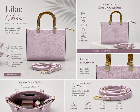 Pearl Flora Luxury Women's Handbag Lilac