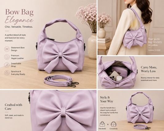 Ribbone Premium Women's Handbag Lilac