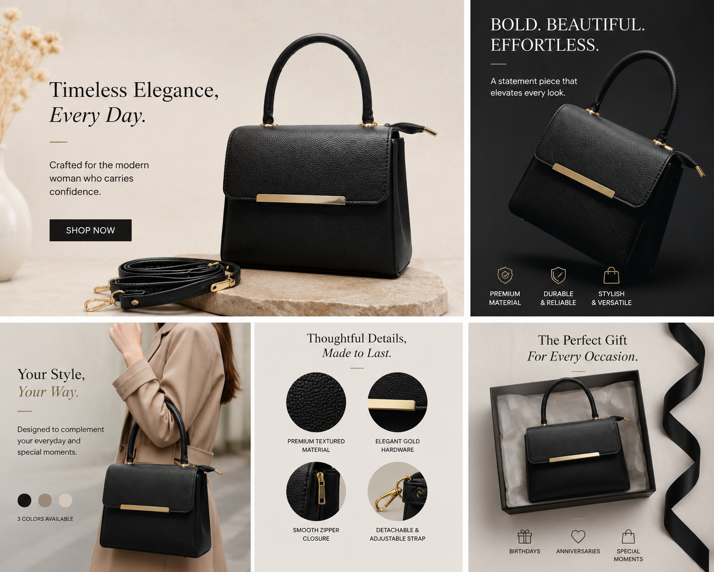 Eclipse Luxury Women's Handbag Black