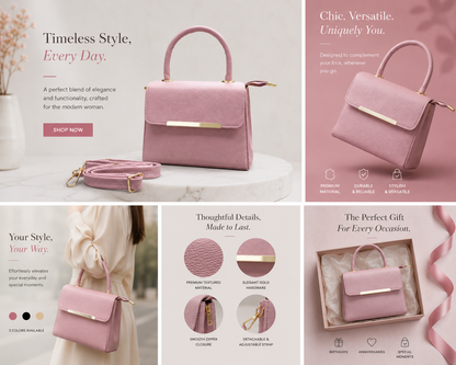 Eclipse Luxury Women's Handbag Pink