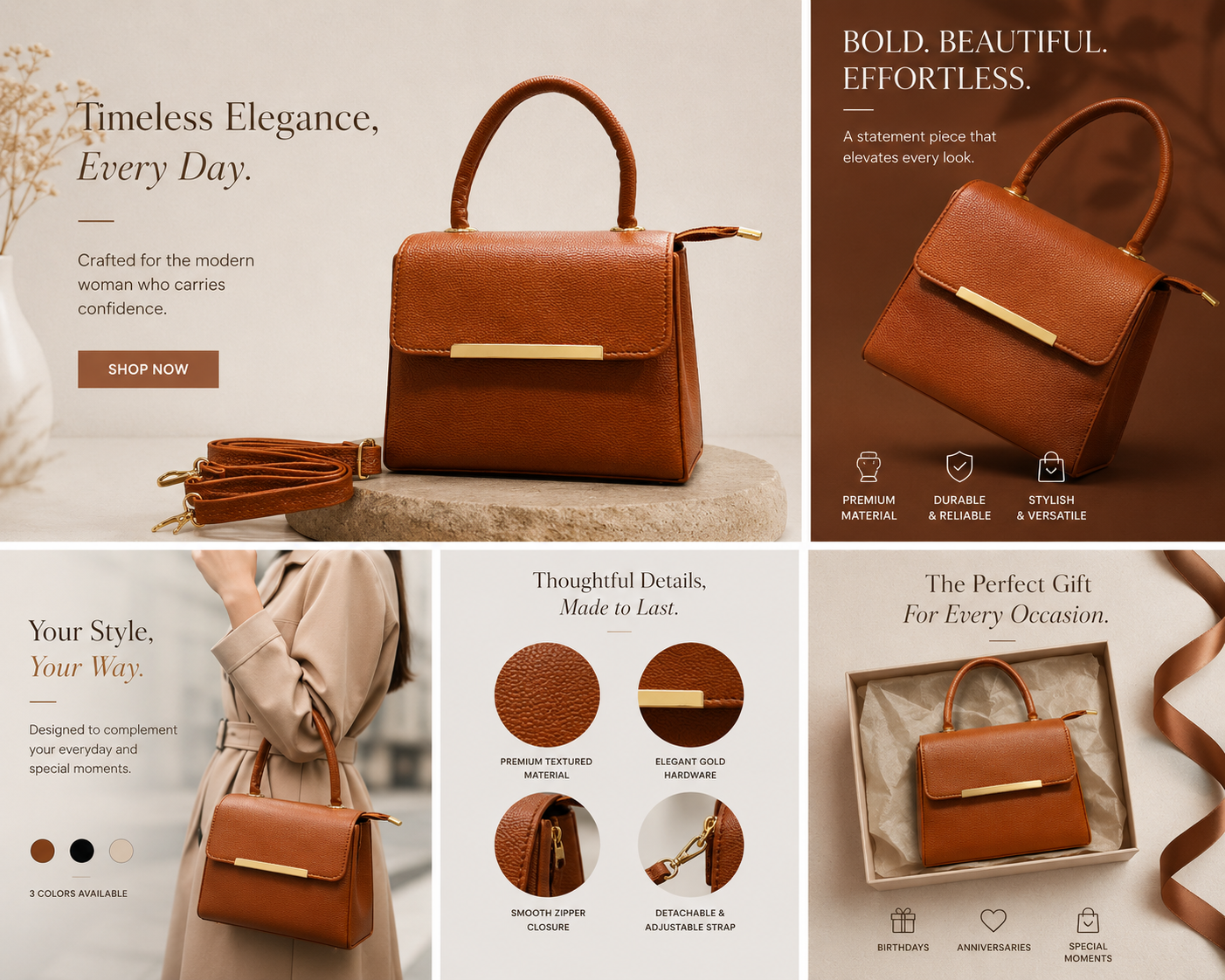 Eclipse Luxury Women's Handbag Tan