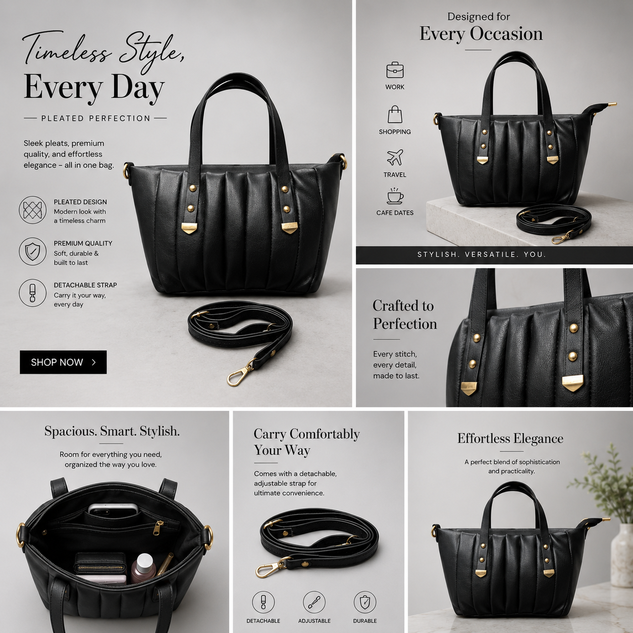 LushLine Premium Women's Handbag Black