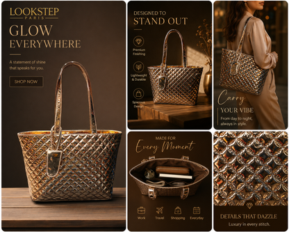 Paris Shine Premium Women's Handbag Rose Gold