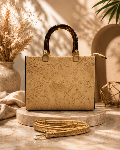 Pearl Flora Luxury Women's Handbag Apricot