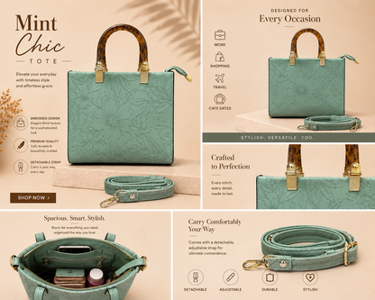 Pearl Flora Luxury Women's Handbag Green