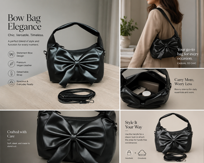 Ribbone Premium Women's Handbag Black