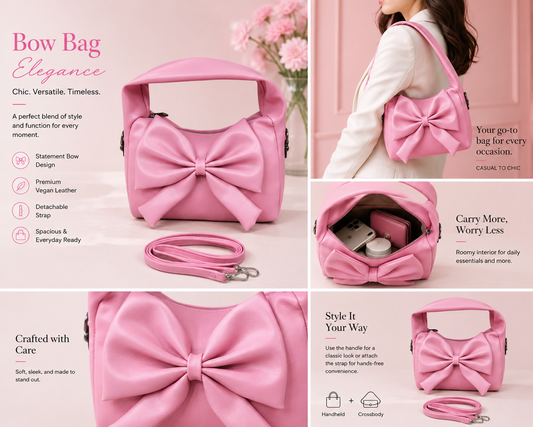 Ribbone Premium Women's Handbag Pink