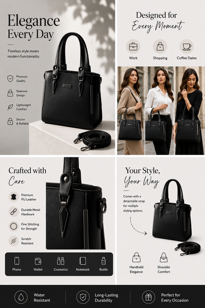 Zenvia Luxury Women's Handbag Black