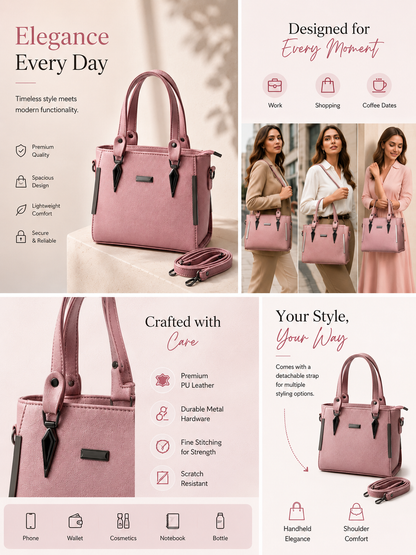 Zenvia Luxury Women's Handbag Pink